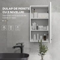 kleankin Dulap de Perete pentru Baie Dulap de Depozitare pentru Deasupra Toaletei Usa Rafturi de Depozitare pentru Hol Camera de Zi Alb depozitare laterala toaleta acasa birou hol prosop manere dus colt baza inalta vopsit rezistent la apa(m-4)