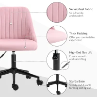 Vinsetto Velvet-Feel Armless Office Chair - Pink(m-7)
