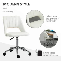 Vinsetto Armless Velvet-Feel Office Chair - Cream White(m-5)