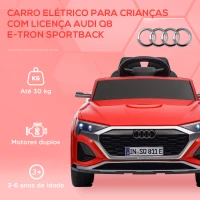 AIYAPLAY Carro Elétrico para Crianças Carro Audi Q8 Etron Sportback Infantil 12V Faróis Buzina e Música 98x49,5x43 cm Vermelho(m-4)
