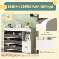 AIYAPLAY Organizador de Brinquedos para Crianças com 9 Cestos Amovíveis Compartimentos e Autocolantes  92x30x80 cm Branco e Cinza(m-5)