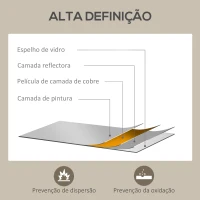 HOMCOM Espelho de Parede Decorativo 50x70 cm Espelho Retangular Espelho de Sala com 4 Ganchos Metálicos Estilo Moderno Madeira(m-6)