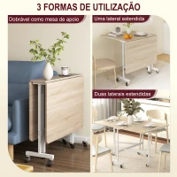 HOMCOM Mesa Dobrável de Cozinha para 4-6 Pessoas Mesa de Sala de Jantar Dobrável com Rodas e Laterais Dobráveis 120x80x73 cm Madeira(m-4)