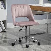 Vinsetto Armless Velvet-Feel Office Chair - Pink(m-2)