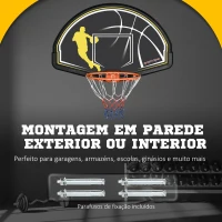 SPORTNOW Tabela de Basquetebol de Parede Tabela de Basquetebol para Interior e Exterior 110x90x70 cm Preto e Amarelo(m-4)