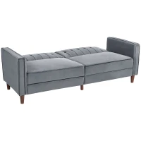HOMCOM Velvet-Feel Three-Seater Sofa Bed - Dark Grey(m-11)