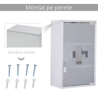 HOMCOM dulapior medicamente din inox, 50x30x18cm, argintiu(m-6)