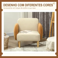 HOMCOM Poltrona Sala de Estar Poltrona para Dormitório com Apoio para os Braços e Pés de Madeira 72x87x82 cm Bege e Ocre(m-4)