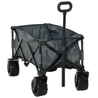 Outsunny Bollerwagen Faltbarer Handwagen 360° Gartenwagen Transportwagen mit  Teleskop Griff Verstellbarer Griffhöhe Strandwagen bis 70 kg Tragkraft Metall Oxford Dunkelgrau 108 x 55 x 59-89 cm(m-23)