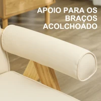 HOMCOM Poltrona Sala de Estar Poltrona Nórdica Poltrona Estofada em PU com Apoio para os Braços 73x70x80 cm Creme(m-5)