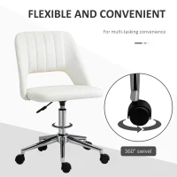Vinsetto Armless Velvet-Feel Office Chair - Cream White(m-6)