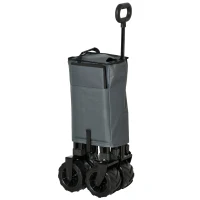 Outsunny Bollerwagen Faltbarer Handwagen 360° Gartenwagen Transportwagen mit  Teleskop Griff Verstellbarer Griffhöhe Strandwagen bis 70 kg Tragkraft Metall Oxford Dunkelgrau 108 x 55 x 59-89 cm(m-18)