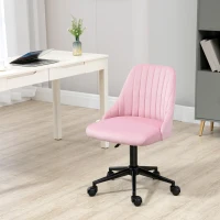 Vinsetto Velvet-Feel Armless Office Chair - Pink(m-2)
