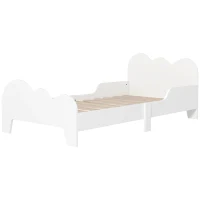 AIYAPLAY Cama para Crianças 143,5x74,5x56 cm Estrutura de Cama Infantil com Desenho de Núvem e Barreira de Segurança Branco(m-11)
