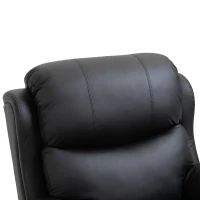 HOMCOM PU Leather Reclining Chair with 8 Massage Points and Heat, Manual Recliner with Swivel Base, Footrest and Remote, Black(m-8)