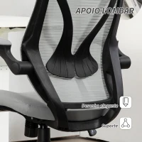HOMCOM Cadeira de Escritório Giratória com Altura Ajustável Apoio para os Braços Dobráveis e Função Basculante 66x66x113-121 cm Cinza(m-7)