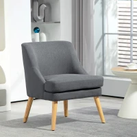 HOMCOM Akzentsessel im skandinavischen Stil, bis 150 kg, Hevea-Holzbeine, Beige, 63x69x79,5 cm(m-13)