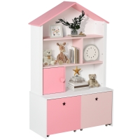 Libreria Bambini HOMCOM 4 Ripiani + Cassetto - Scaffale Portagiochi Bianco E Azzurro 50x30x142cm