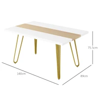 HOMCOM Tavolo da Cucina e Soggiorno per 6 Persone Max con Gambe a Forcina, in MDF e Acciaio, 140x89x75.5 cm(m-3)