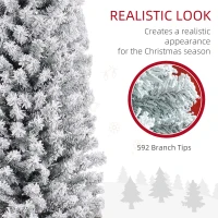 HOMCOM 7' Artificial Prelit Christmas Trees Holiday Décor with Colourful LED Lights, Flocked Tips, Berry, Pine Cone(m-6)