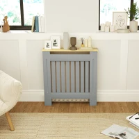 HOMCOM Cobertura Radiador 78x19x83 cm de MDF e Melamina de Madeira com Dispositivo Anti-Tombo e Desenho Moderno  Cinza(m-8)