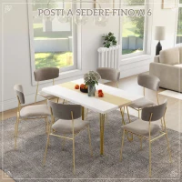 HOMCOM Tavolo da Cucina e Soggiorno per 6 Persone Max con Gambe a Forcina, in MDF e Acciaio, 140x89x75.5 cm(m-4)