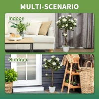 Outsunny Set of Two Faux Rose Trees - White(m-4)