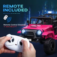 AIYAPLAY 12V Battery Powered Kids Ride On Car, Electric Truck w/ Spring Suspension, Remote, Music Horn Lights - Pink(m-7)