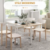 HOMCOM Tavolo Pieghevole Moderno a 2 Ribalte con Rotelle in MDF e Acciaio, 120x80x73cm, Marrone(m-4)