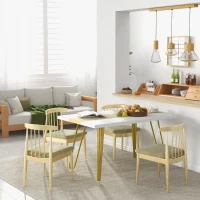 HOMCOM Tavolo da Cucina e Soggiorno per 6 Persone Max con Gambe a Forcina, in MDF e Acciaio, 140x89x75.5 cm(m-6)