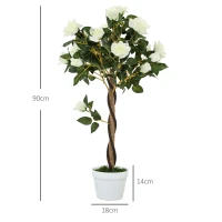Outsunny Set of Two Faux Rose Trees - White(m-3)