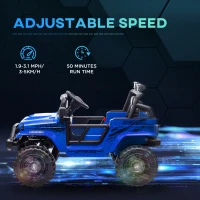 AIYAPLAY 12V Battery Powered Kids Ride On Car, Electric Truck w/ Spring Suspension, Remote, Music Horn Lights - Blue(m-6)