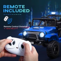 AIYAPLAY 12V Battery Powered Kids Ride On Car, Electric Truck w/ Spring Suspension, Remote, Music Horn Lights - Blue(m-7)