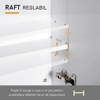 HOMCOM Dulap de Baie Suspendat cu Două Uși Frontale, Oglindă și 2 Rafturi Interioare din MDF, 60x15x75 cm, Alb(m-5)