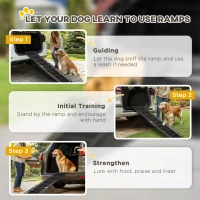 PawHut Rampa Portabila Plianta pentru Animale de COmpanie, Rampa de Masina pentru Catei cu un Maner de Transport, Rampa anti-alunecare pentru accesul cateilor in masina, Neagra(m-7)