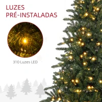 HOMCOM Árvore de Natal Artificial 180 cm com 310 Luzes LED 872 Ramos e Suporte de Metal Árvore Natalina para Interior Verde(m-5)