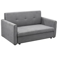 HOMCOM Schlafsofa, 2er-Sofa, bis 200 kg, mit verstecktem Stauraum, Pollycotton, Grau(m-17)