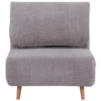 HOMCOM 2-in-1 Schlafsessel Gästebett, bis 200 kg, verstellbare Kopfstütze Cord-Optik 82 cm x 8 cm x 83 cm Grau(m-12)