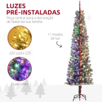 HOMCOM Árvore de Natal 225 cm Árvore de Natal Artificial com 220 Luzes LED de Duas Cores 519 Ramos e Suporte de Aço  Verde(m-4)