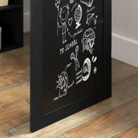 HOMCOM Three-Part Work Desk, with Storage and Chalkboard - Black(m-9)