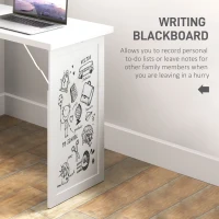 HOMCOM Three-Part Work Desk, with Storage and Writing Board - White(m-7)