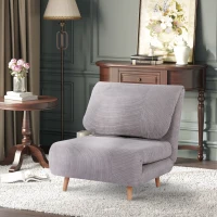 HOMCOM 2-in-1 Schlafsessel Gästebett, bis 200 kg, verstellbare Kopfstütze Cord-Optik 82 cm x 8 cm x 83 cm Grau(m-11)