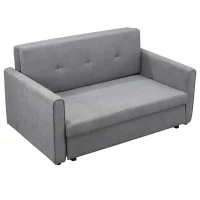 HOMCOM Schlafsofa, 2er-Sofa, bis 200 kg, mit verstecktem Stauraum, Pollycotton, Grau(m-22)