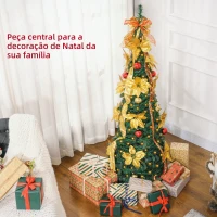 HOMCOM Árvore de Natal Dobrável 150 cm Árvore de Natal Artificial com Luzes LED e Decorações Pré-Instaladas Ø50x150 cm Verde(m-4)
