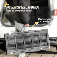 PawHut Rampa Portabila Plianta pentru Animale de COmpanie, Rampa de Masina pentru Catei cu un Maner de Transport, Rampa anti-alunecare pentru accesul cateilor in masina, Neagra(m-4)