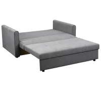 HOMCOM Schlafsofa, 2er-Sofa, bis 200 kg, mit verstecktem Stauraum, Pollycotton, Grau(m-18)
