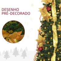 HOMCOM Árvore de Natal Dobrável 150 cm Árvore de Natal Artificial com Luzes LED e Decorações Pré-Instaladas Ø50x150 cm Verde(m-7)