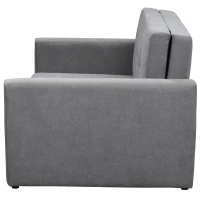 HOMCOM Schlafsofa, 2er-Sofa, bis 200 kg, mit verstecktem Stauraum, Pollycotton, Grau(m-15)