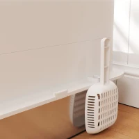 PawHut Kuweta dla kota ze stali nierdzewnej, z filtrem i łopatką, dla kotów do 6 kg, 40,5 x 60,5 x 41,5 cm, Biały/Srebrny(m-8)