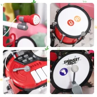 Homcom Set Toba Copii – Rosu, cu Microfon & Efecte Sonore(m-8)